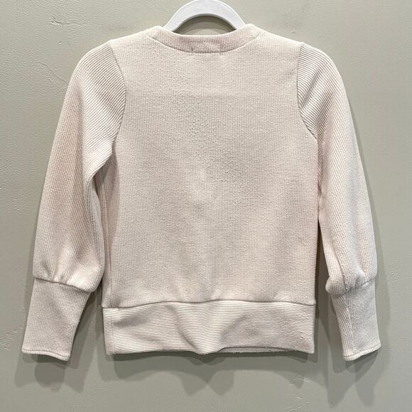 Madewell Ottoman Rib Cardigan Top Bleached Linen - Size: XS - Picture 2 of 10